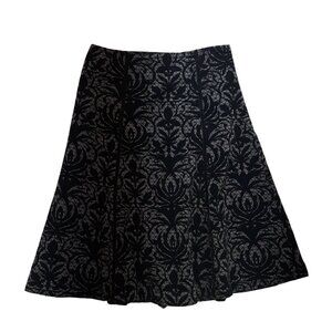 East 5th Womens A-Line Skirt Size 12 Black Gray Floral Whimsigoth Chic Boho